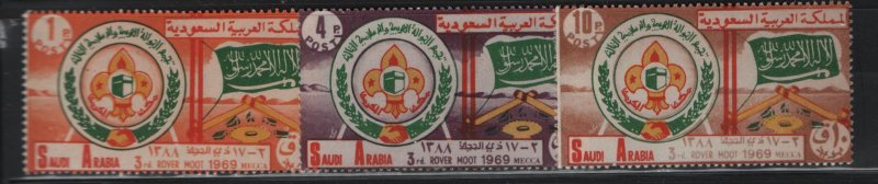 Saudi Arabia, 607-609 (3) Set, Hinged, 1969 3rd Arab League Rover Moot