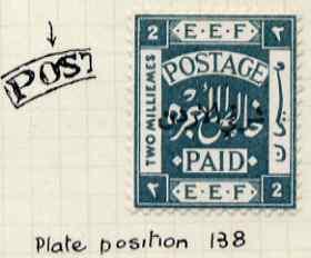 Jordan 1920 Palestine 2m blue-green with OS of Postage jo...