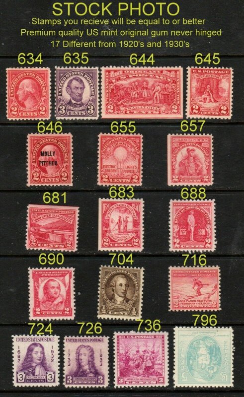 U S MINT OGNH #634-35,644-46,655,657,681,683,688,690,704,716,724,726,736,796