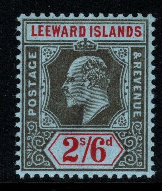 LEEWARD ISLANDS SG44 1911 2/6 BLACK & RED/BLUE MTD MINT 