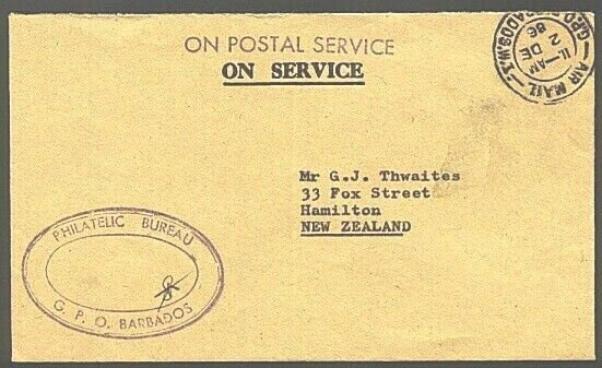 BARBADOS 1993 Official cover  to New Zealand...............................23993