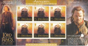 Isle of Man 2003 MNH Scott #1013 Sheet of 6 23p Aragon - Lord of the Rings Th...