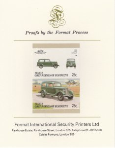 St VINCENT - BEQUIA 1987 CARS   imperf on FORMAT INT PROOF CARD