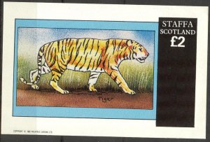 {ST161} Staffa Scotland Fauna Tigers S/S 2£ MNH Local