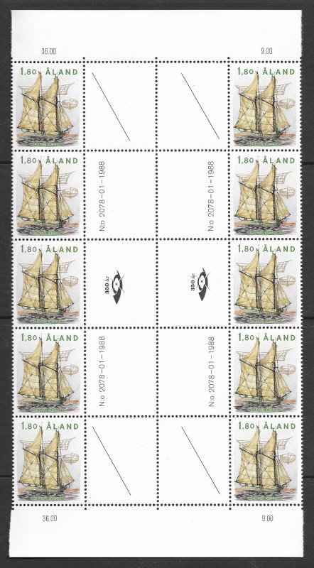 Aland 31-3 MNH set in block of 10, vf see desc. 2020 CV $165.00