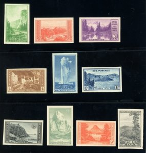 US Stamp #756-765 IMPERF Set of National Parks - MNGNH - CV $15.50