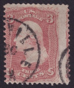 US 65 FROM 1861 3c rose UVF EFO-MISPERFED - STRADDLE AS KNOW - WONDERFUL ITEM