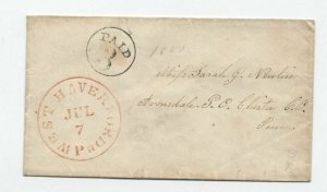 1850s West Haverford PA red CDS stampless with black paid 3 in circle [S.1123]