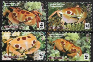 Aitutaki #623-6 MNH Set - WWF - Spotted Reef Crab