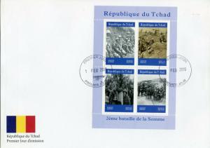 Chad 2019 FDC WWI WW1 2nd Battle of Somme 4v M/S Cover Military War Stamps