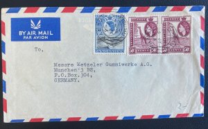 1956 Kisumu Kenya British KUT Airmail Cover To Munich Germany Tires Advertising