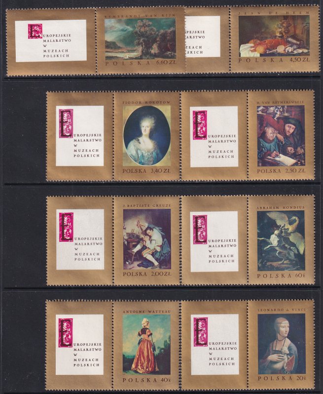 Poland 1967 Sc 1551-8 Polish Museum Art Gallery Paintings Stamp Used Tabs