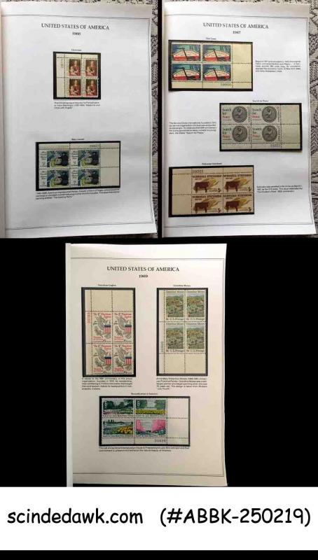 UNITED STATES 1965-1969 COMMEMORATIVE STAMPS COMPLETE BLK OF 4 MNH