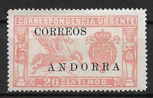 1928 Spanish Andorra E2 Overprinted Spanish Special Delivery MH