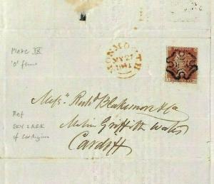 GB WALES MARITIME Letter Barrow-Cardiff IRON ORE CARGO 1841 MX Cover SG.7 MS1836 