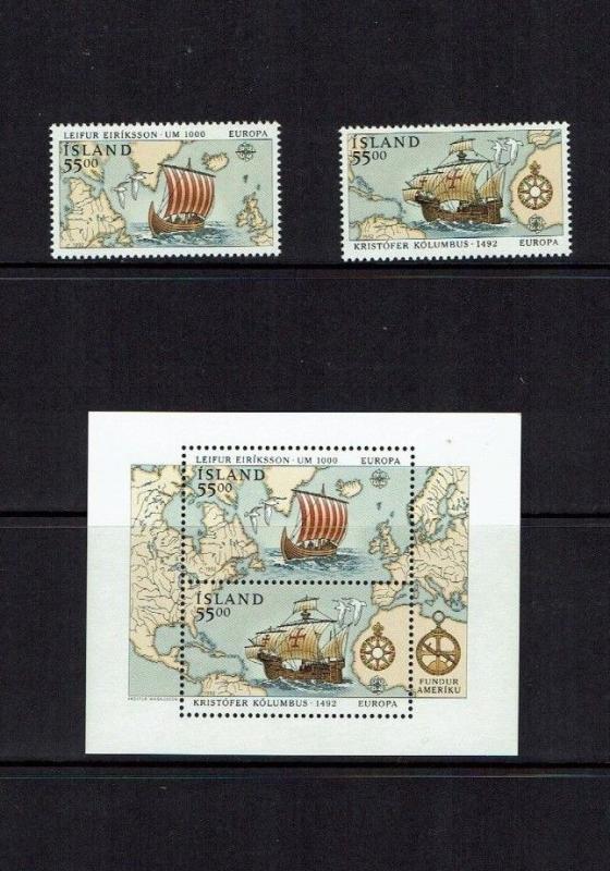 Iceland.: 1992, 500th Anniv. Columbus  Discovery of America, Europa, MNH set