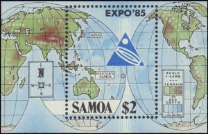 Samoa #654, Complete Set, 1985, Maps, Stamp Show, Never Hinged