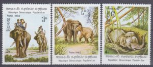 1982 Laos 525-527 Fauna - Elephants  4,20 €