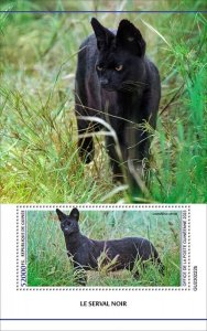 Guinea - 2023 Black Serval on Stamps - Stamp Souvenir Sheet - GU230222b