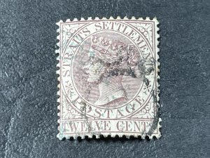 STRAITS SETTLEMENTS # 52--USED----VIOLET BROWN----SINGLE----1883