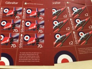 Gibraltar mint never hinged 2014 Red Arrows 5 stamps sheet set A14439Y