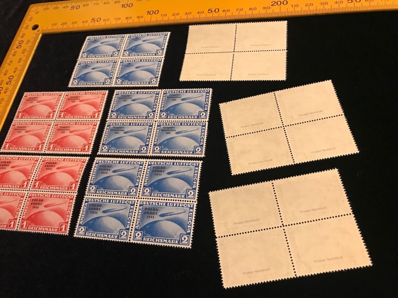 Reprints, Germany C38 to C45, MNH, Blocks of 4