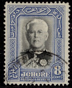 MALAYSIA - Johore GVI SG130, 8c black & pale blue, FINE USED.