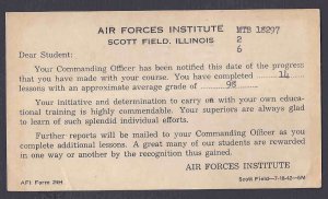 1942 SCOTT FIELD ILL AIR FORCES INSTITUTE REPORT CARD