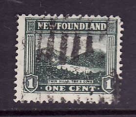 Newfoundland-Sc#131-used 1c grey green Twin Hills-1923-id#13-