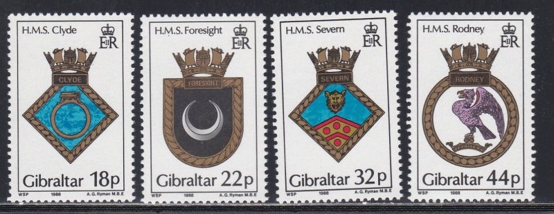 Gibraltar # 528-531, Royal Navy Ship Crests,  Mint NH, 1/2 Cat.