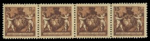 Liechtenstein #60 Cat$76+, 1921 13rp brown, horizontal strip of three, two mi...