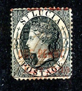 1882 St Lucia Sc#20 Double surcharge error cv.$16 ( 8330 BCXX )