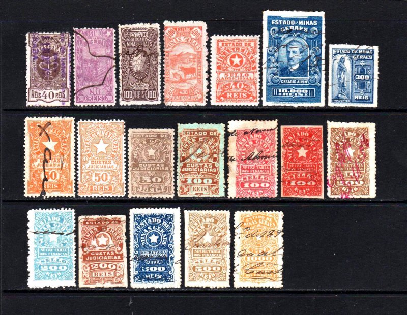 Brazil 1800s, State of Minas Geraes revenue stamps, used, (2704