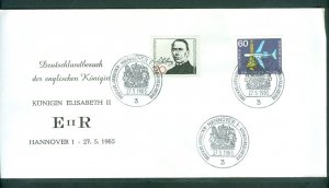 Germany. 1965.Cover Spc. Cancel: Hannover Queen Elizabeth II Visit. Sc# 924-928