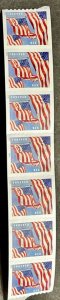 US 2022 Flags regular issue strip of 7 plate blk # Coil #5655 mint