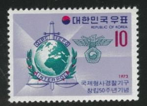 Korea Scott 874 MNH** 1973 INTERPOL stamp