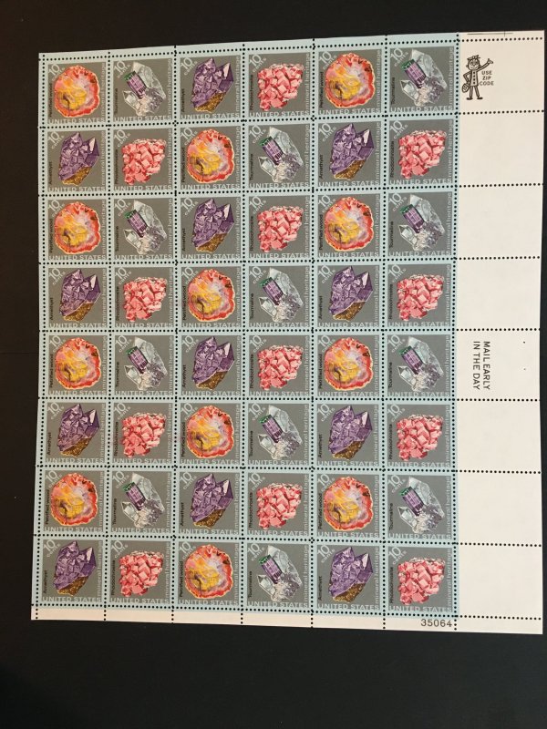 1974 sheet of stamps, Mineral Heritage Sc #1538-41