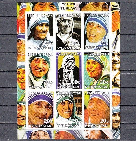 Kyrgyzstan, 2001 Cinderella issue. Mother Teresa  IMPERF sheet.