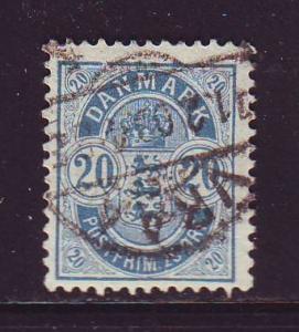Denmark Sc 48 1895 20 ore blue arms stamp used