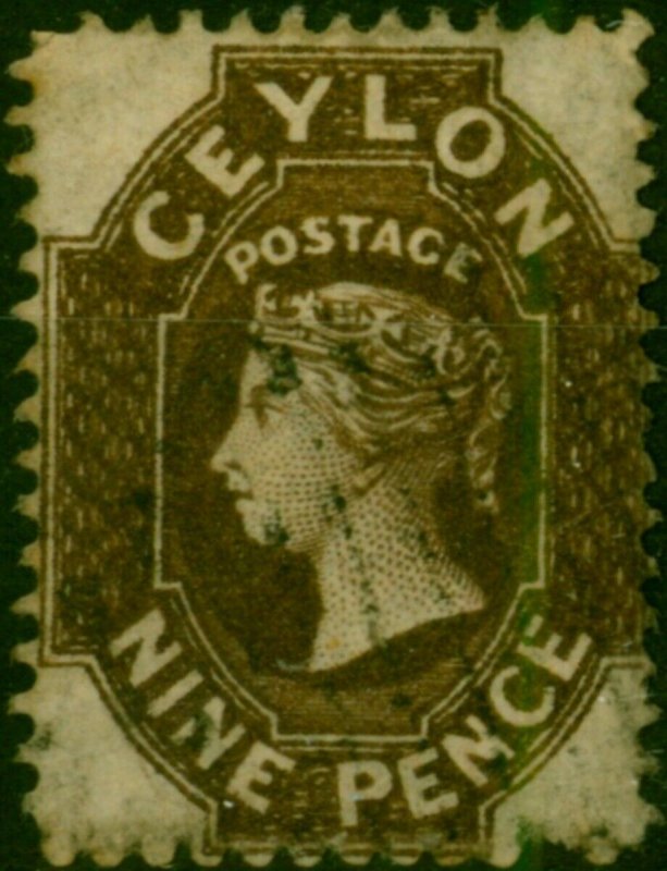 Ceylon 1862 9d Brown SG42 P.13 Fine Used