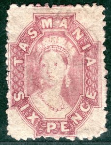 Australia States TASMANIA QV Chalon SG.76 6d Reddish Mauve Mint c£190 BLBLUE12