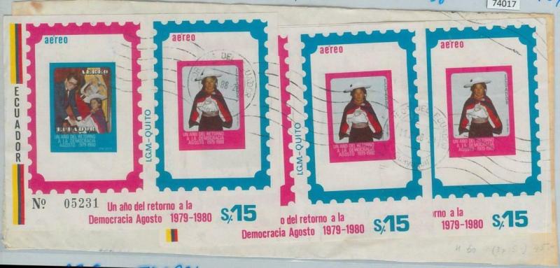 74017 - ECUADOR - SOUVENIR SHEETS on COVER  cut-out - 1988