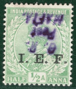 Tanganyika MAFIA ISLAND KGV ½a India *I.E.F* Overprint Inverted ERROR {Cert}SBB6