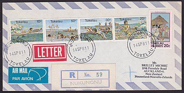 TOKELAU 1981 Registered cover NUKUNONO to New Zealand.......................3506