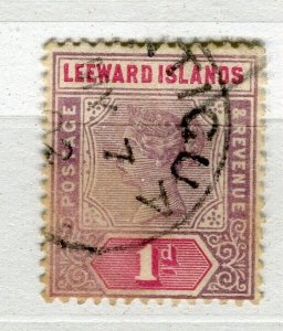 LEEWARDS ISLANDS; 1890s classic QV issue fine used 1d value ANTIGUA POSTMARK