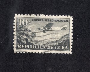 Cuba 1931 10c gray black Airmail, Scott C13 used, value = 25c