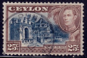Ceylon, 1938-49, KGVI, Temple of the Tooth, 25c, sc#284, used**