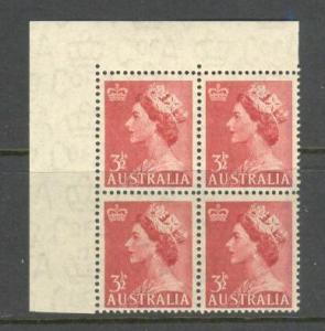 AUSTRALIA Sc# 258 MNH FVF 4BLOCK Queen Elizabeth QE