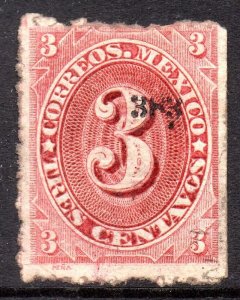 Mexico 1882 Foreign Mail Small Numeral 3¢ Rose Carmine Veracruz VFU MX84