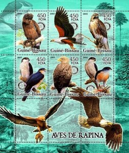 GUINEA BISSAU - 2005 - Birds of Prey - Perf 6v Sheet - Mint Never Hinged